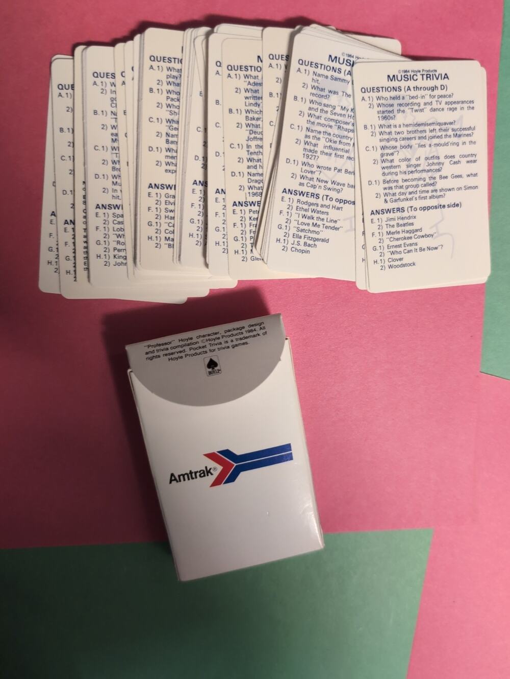 Rare Amtrak Hoyle Music Trivia Game Series 3 1984 Music Theme